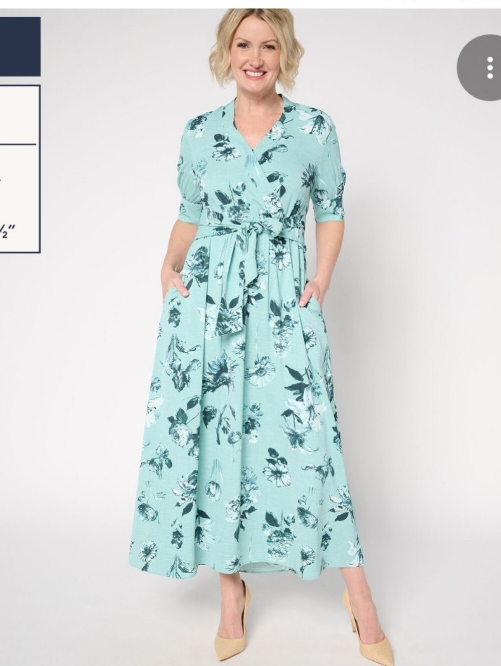 Beautiful Brand Nwt Floral Wrap Midi Dress in Aqua